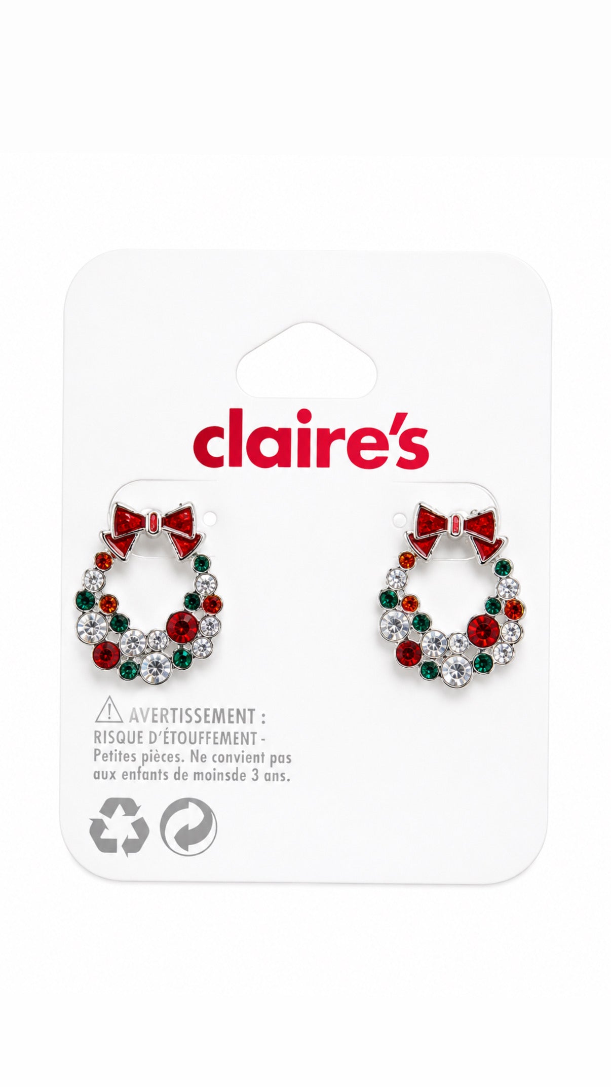 Claire’s stone studded garland and bow studs medium size