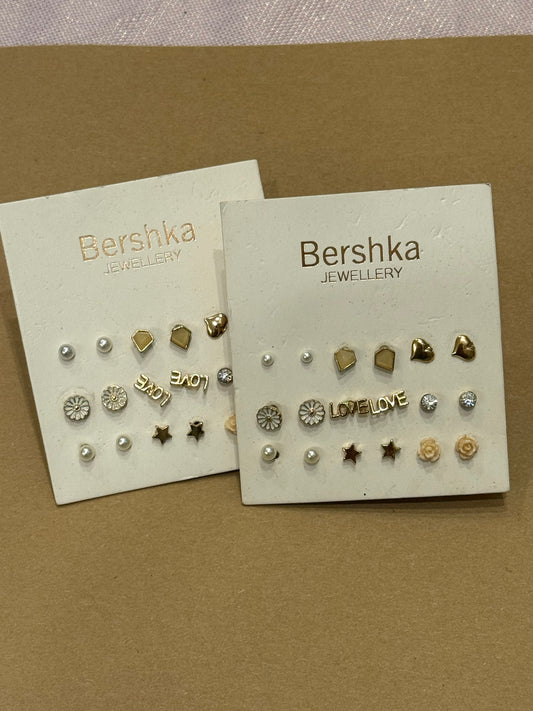 Bershka mix metal studs 9 pairs