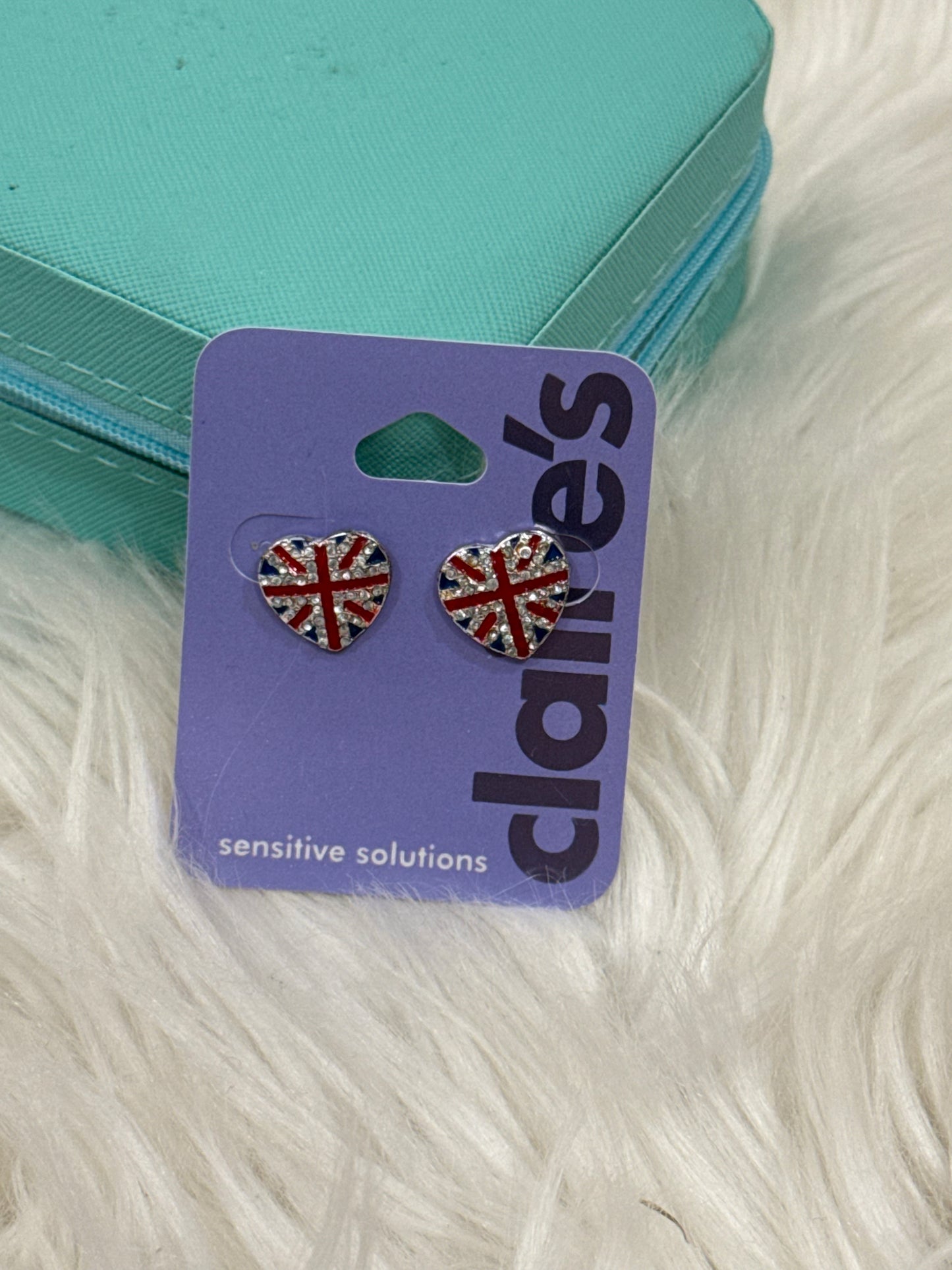 Claire’s stone encrusted heart studs (medium size )