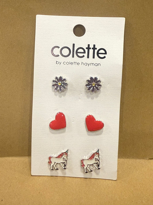 Colette by Colette Hayman Unicorn Heart &Daisy Studs