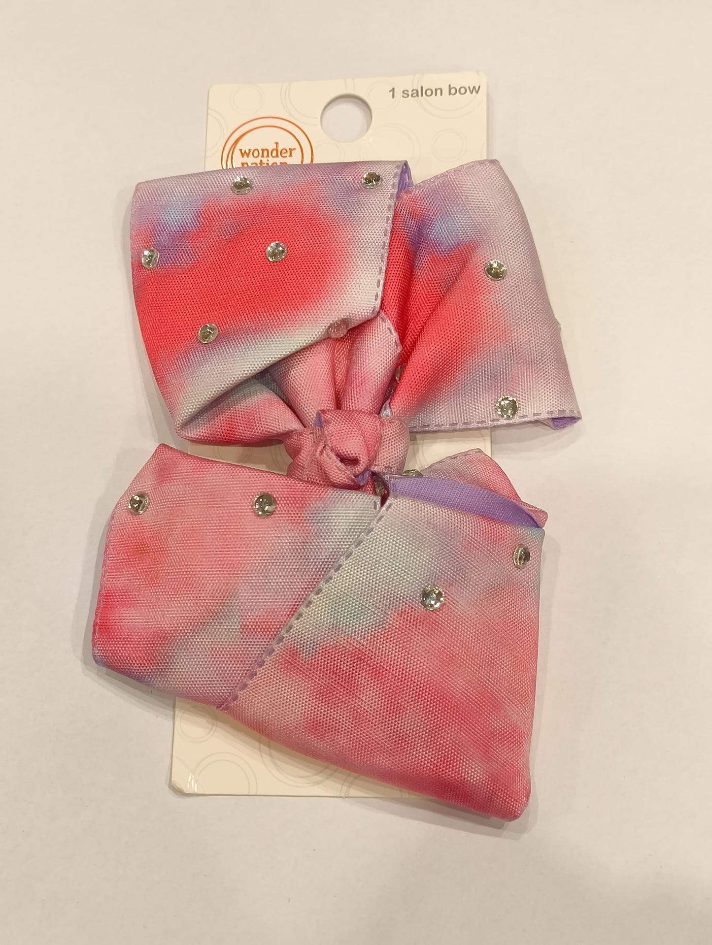 Wondernation Stone Studded Pastle Tie Dye Jumbo Bow