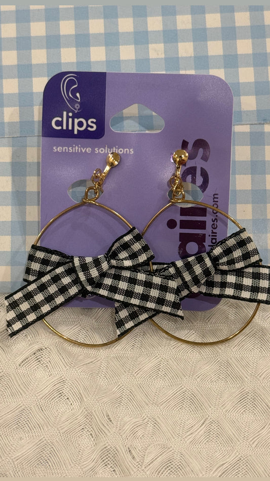 Claire’s Loop Danglers With Bow Details Clip On Earrings