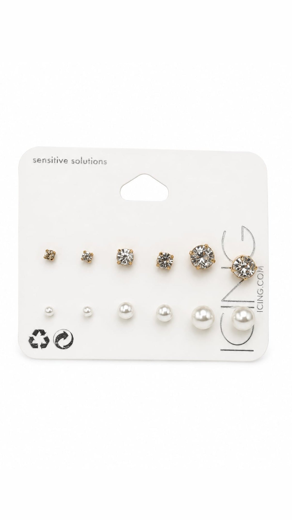 ICING uk pearl and stones multi size studs pack