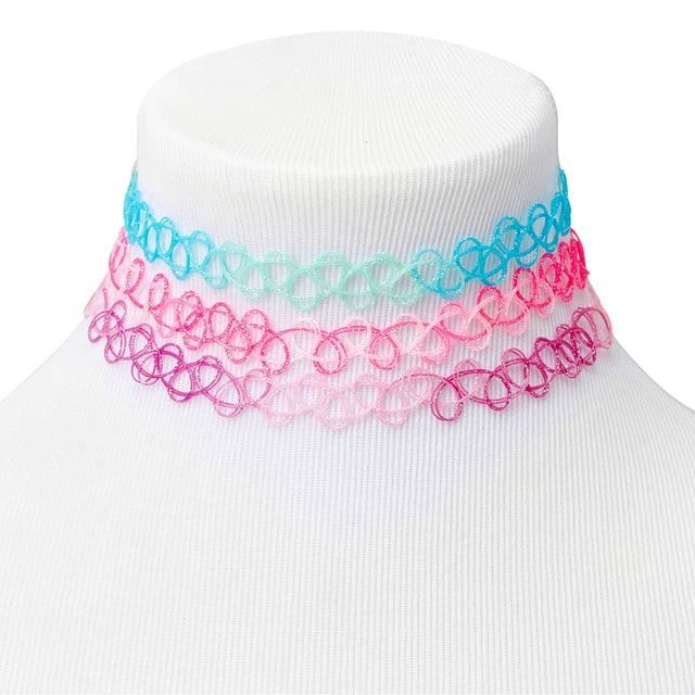 Claire’s set of 3 pastel glitter choker set