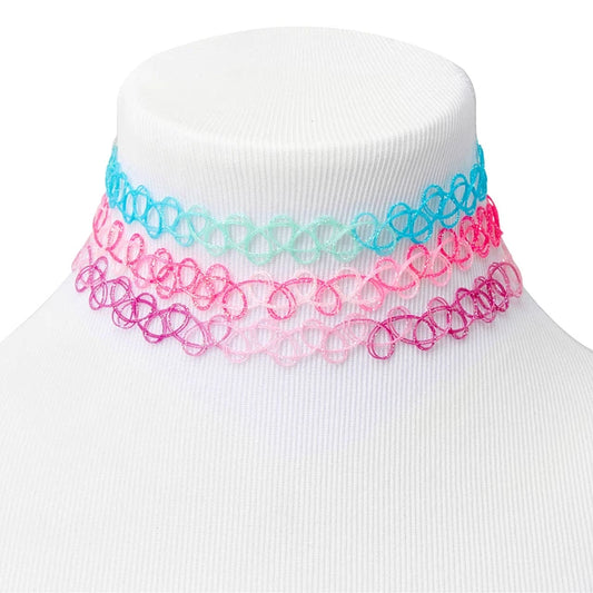 Claire’s set of 3 pastel glitter choker set