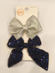Wonder Nation set Of 2 Formal Hair Bows Navy Sequins and Silver Glitter
