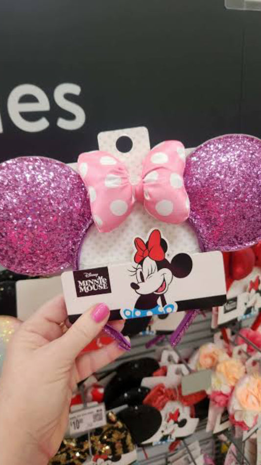 Disney glitter mini ears headband with satin 3d bow detail