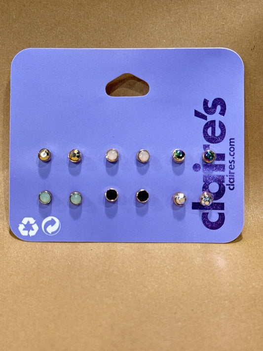 Claire’s set of 6 real stone and metal studs mini