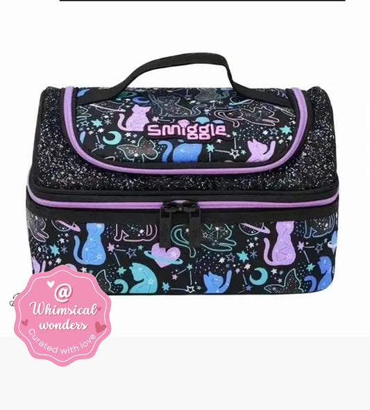 Smiggles Celestial Cat And Glitter Dual Compartment Insulated Lunchbag With Long Handle