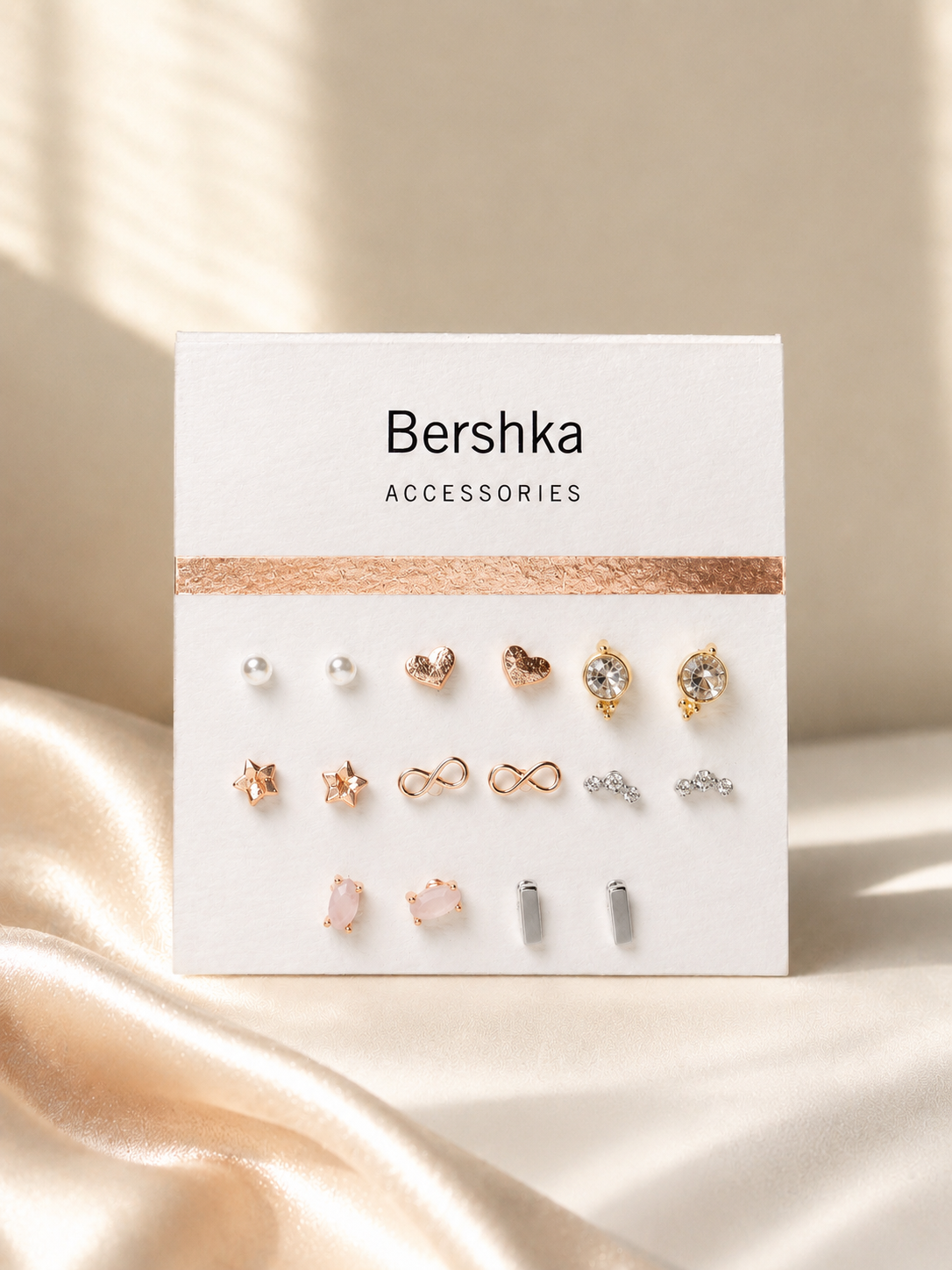 Bershka mix metal 8 pair studs