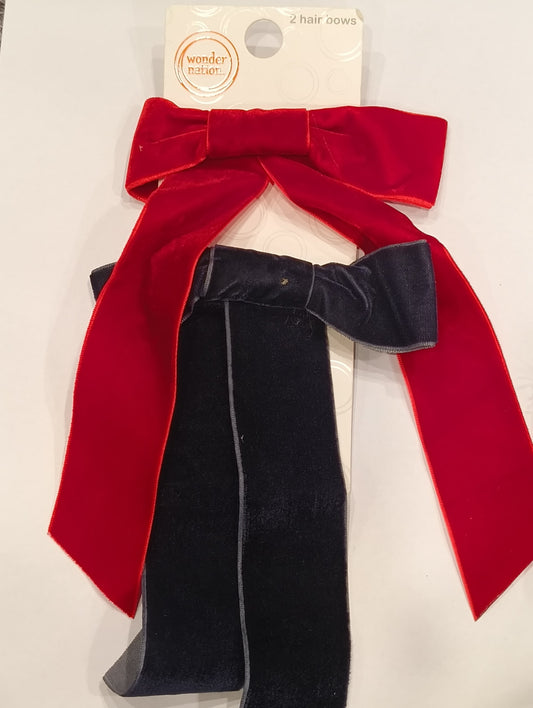 Wondernation Pack Of Two Velvet Long Tail Bows Large Formal