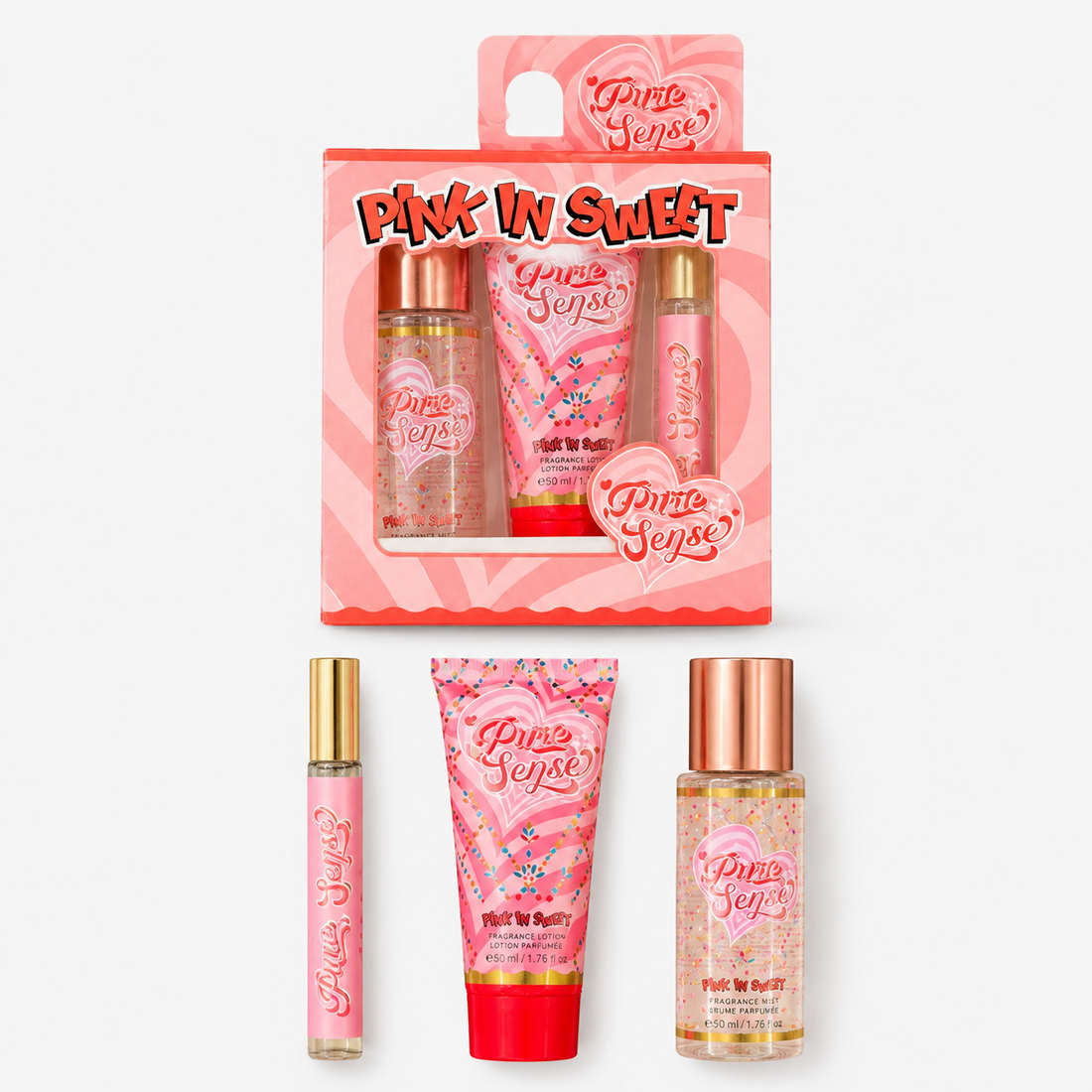 Pink In Sweet (Pure Sense) Gift set  Mini Mist ,Hand Cream Travel,Travel Perfume