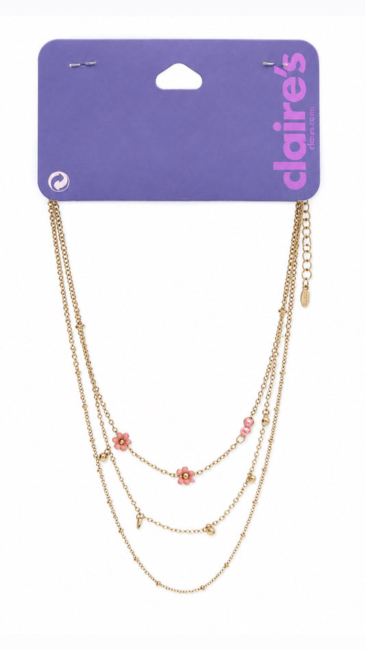 Claire’s Layered Necklace With Beaded Flower Detail