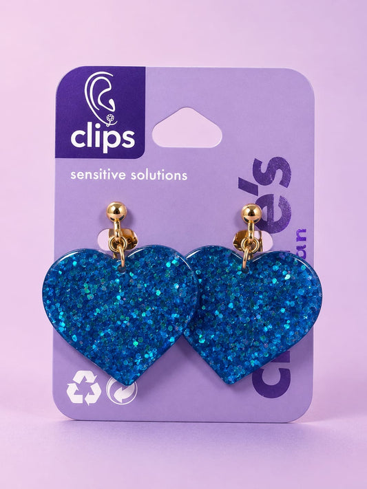 Translucent Claire’s glitter heart danglers with clips
