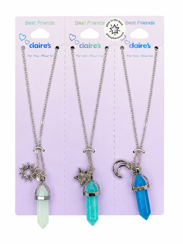 Best Friends Celestial Blue Mystical Gem Pendant Necklaces - 3 Pack