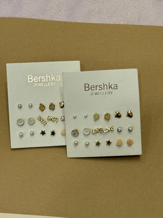 Bershka mix metal studs 9 pairs