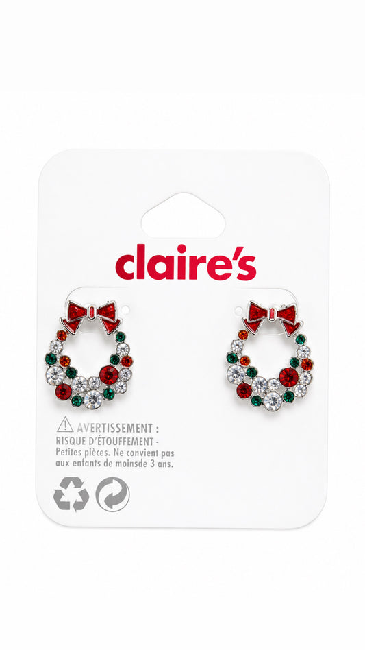 Claire’s stone studded garland and bow studs medium size
