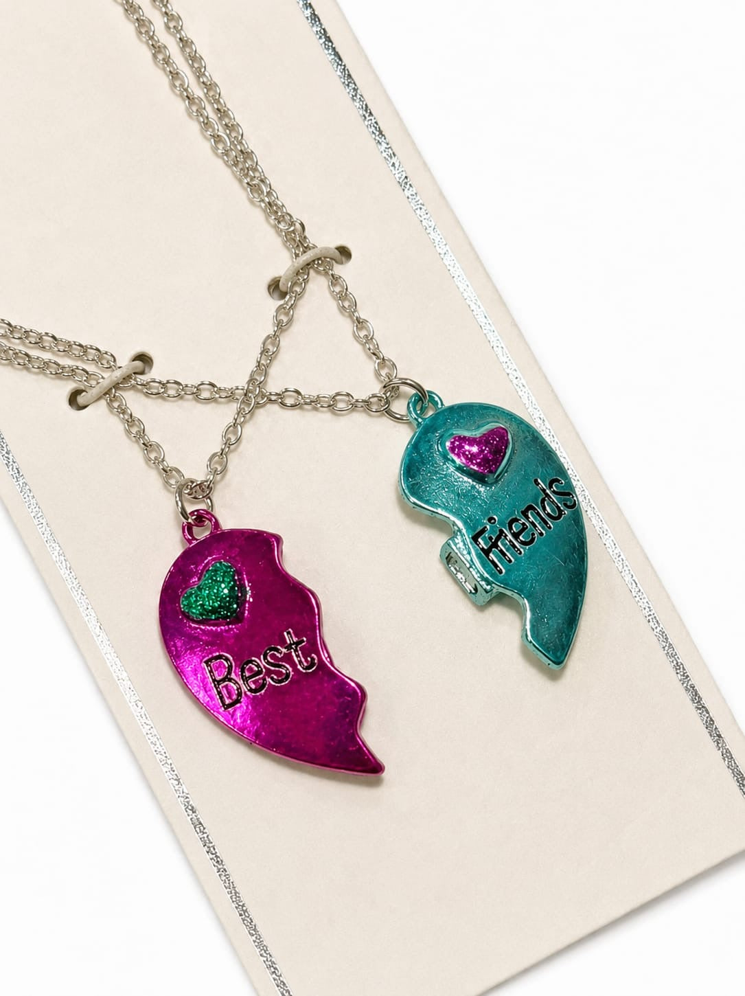 Justice pack of 2 magnetic heart best friends forever necklace with stone detail