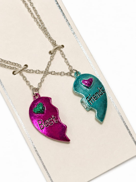 Justice pack of 2 magnetic heart best friends forever necklace with stone detail