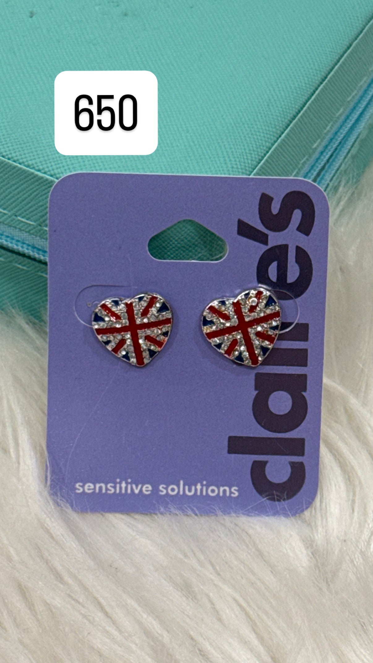 Claire’s stone encrusted heart studs (medium size )
