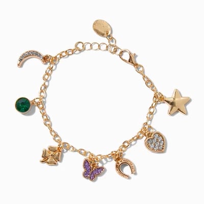 Claire's Metal Charm Bracelet With Seven Different Charms