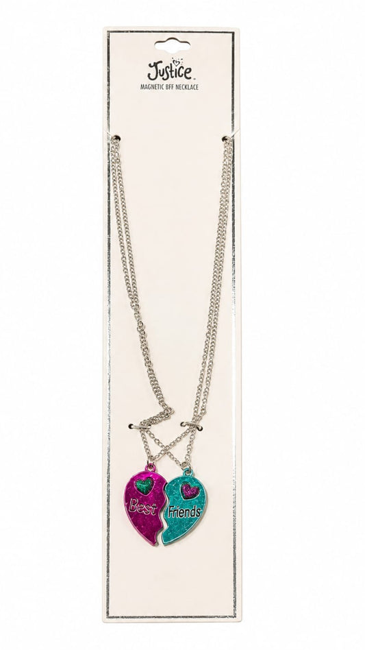 Justice pack of 2 magnetic heart best friends forever necklace with stone detail