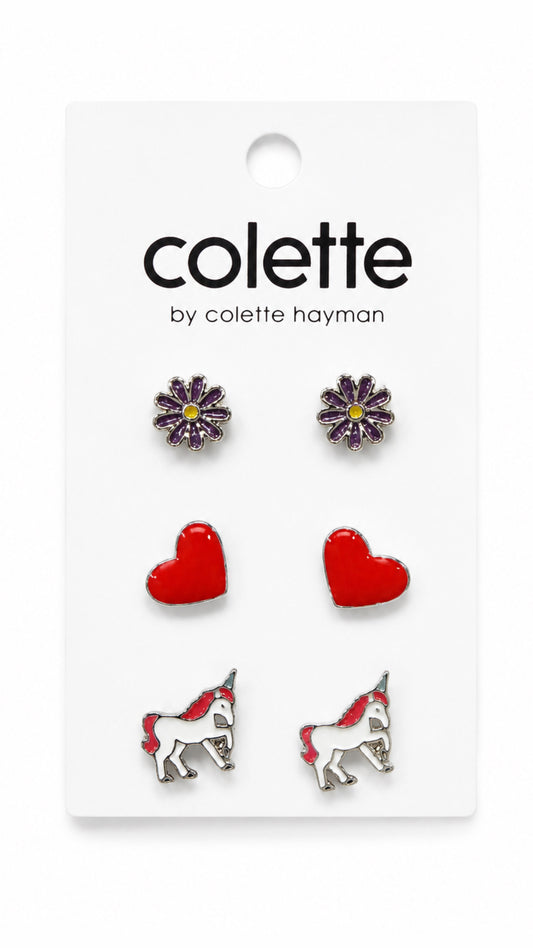 Colette by Colette Hayman Unicorn Heart &Daisy Studs