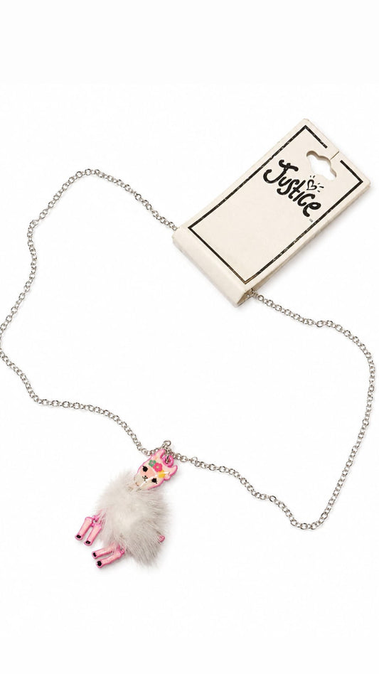 Justice uk furry dangling legs lama necklace
