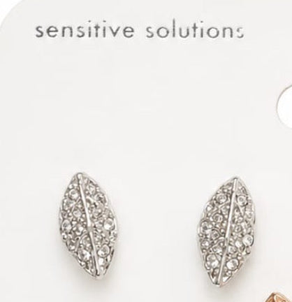 ICING UK Stone Studded Leaf Studs