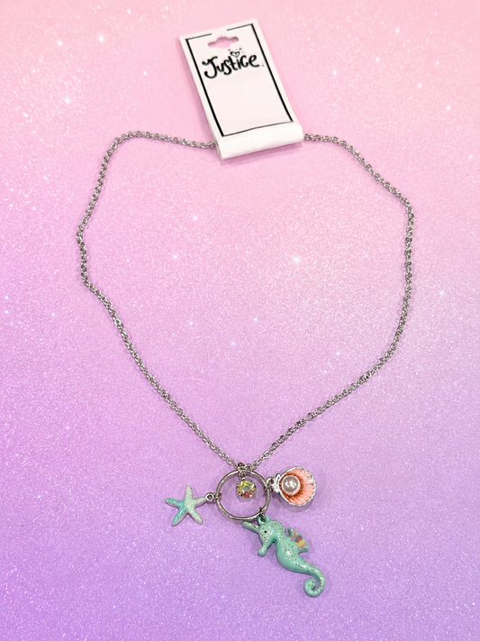 Justice by Walmart seahorse starfish and seashell pendant necklace