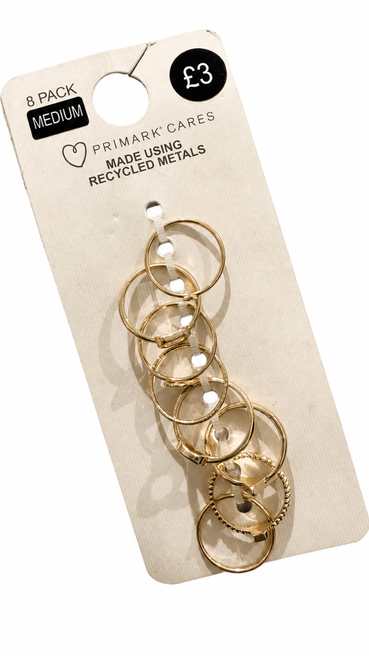 Primark Rings Stack Golden Pack of 8
