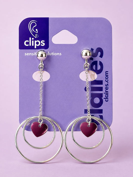 Claire’s Delicate Danglers With Clips  and Heart Detail