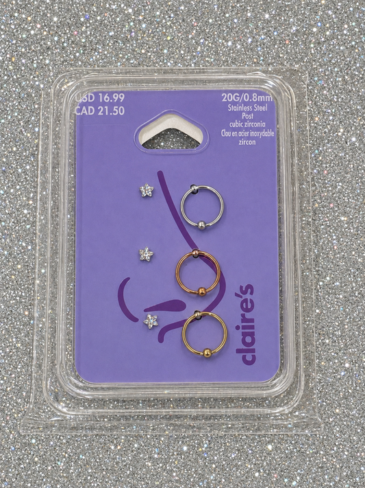 Claire’s Real Cubic Zircon Set Of 6 nose Studs & Rings