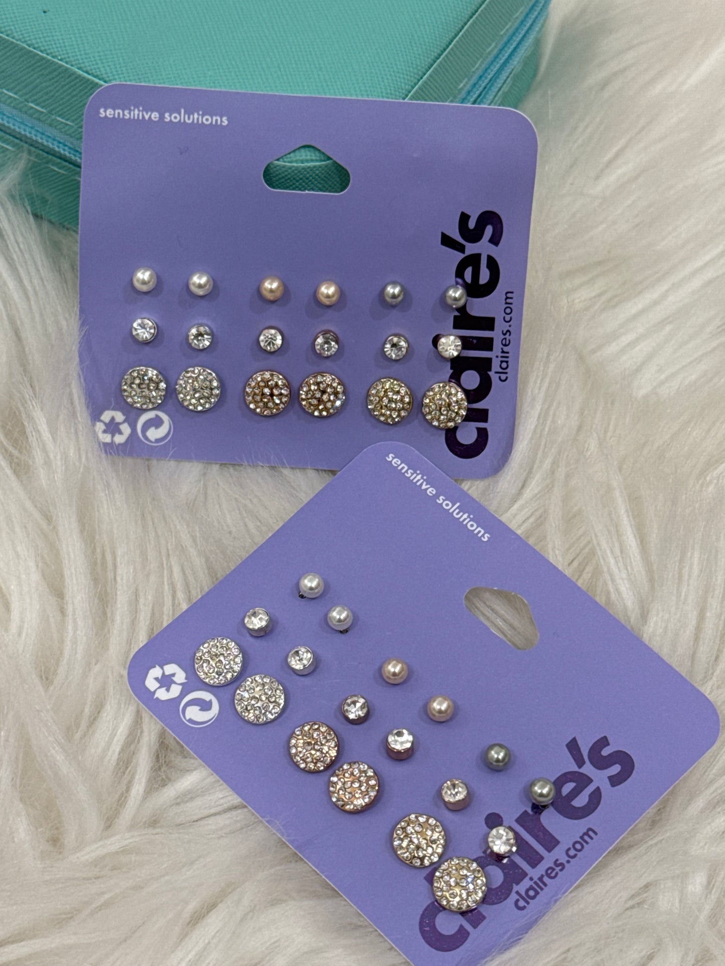 Claire’s 9 pairs studs silver ,gold , rose gold