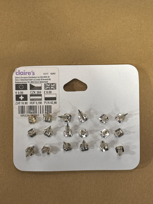 Claire’s multi size pearl grey and rose gold studs