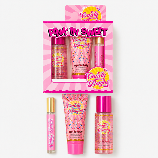 Pink in Sweet (Candy Bombs) Mini Mist ,Hand Cream Travel,Travel Perfume Gift Set