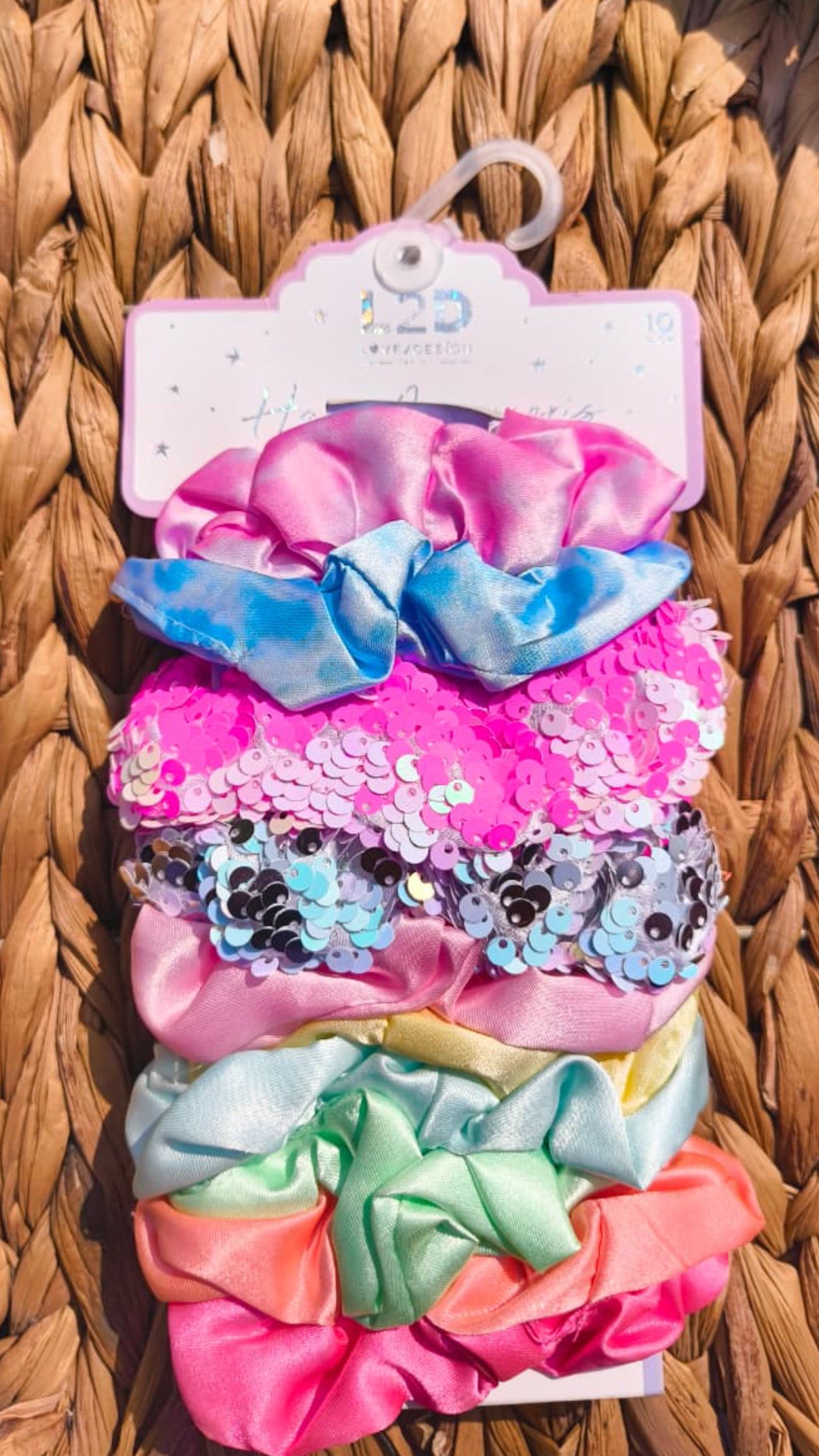 Formal sequin and satin scrunchies gift set
