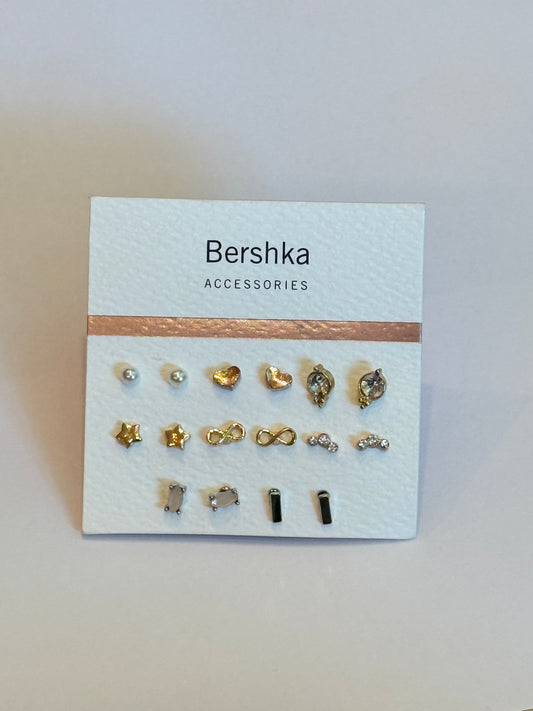 Bershka mix metal 8 pair studs