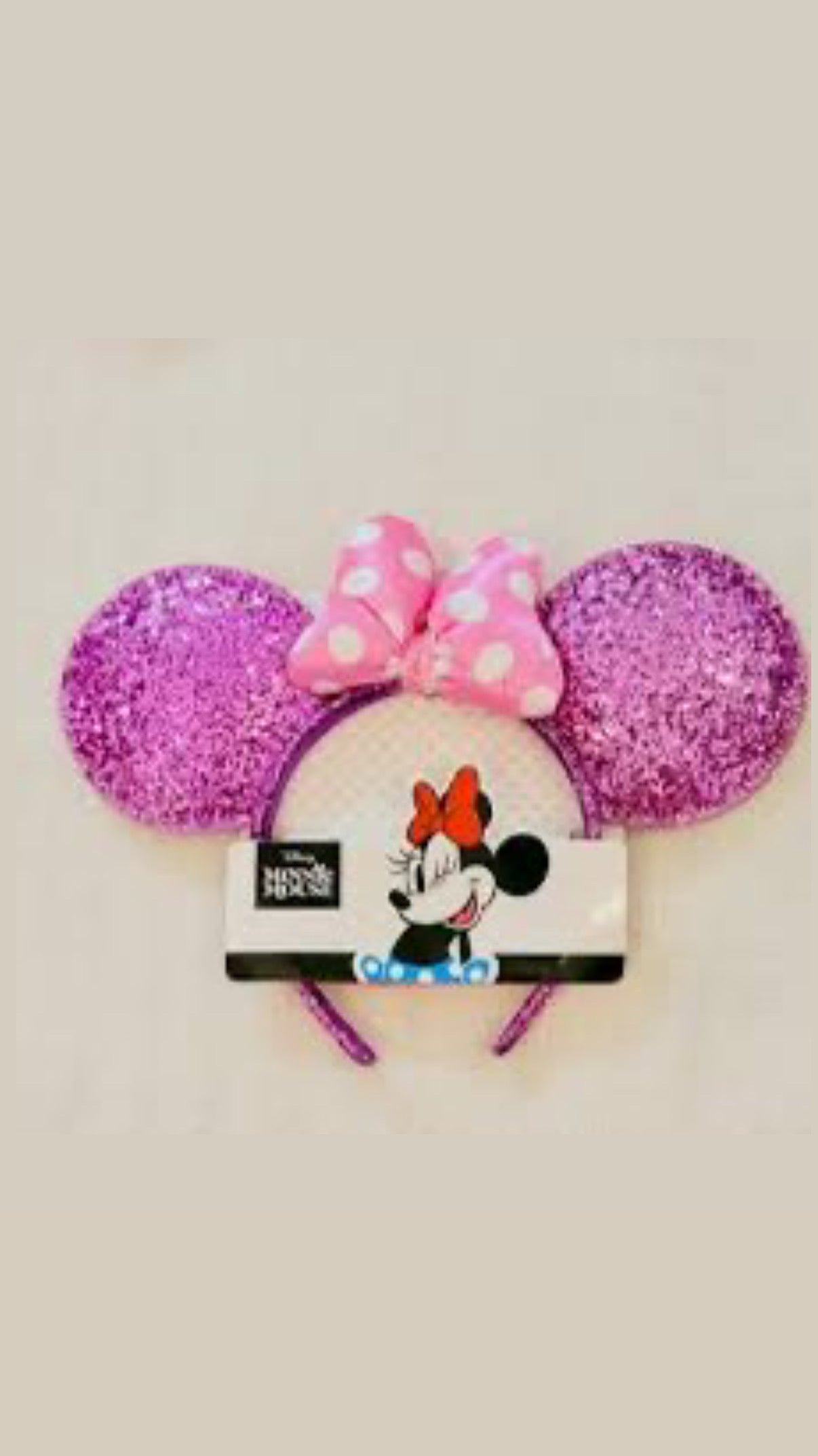 Disney glitter mini ears headband with satin 3d bow detail