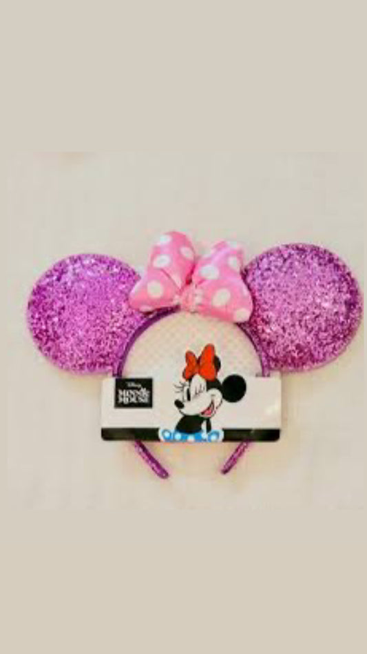 Disney glitter mini ears headband with satin 3d bow detail