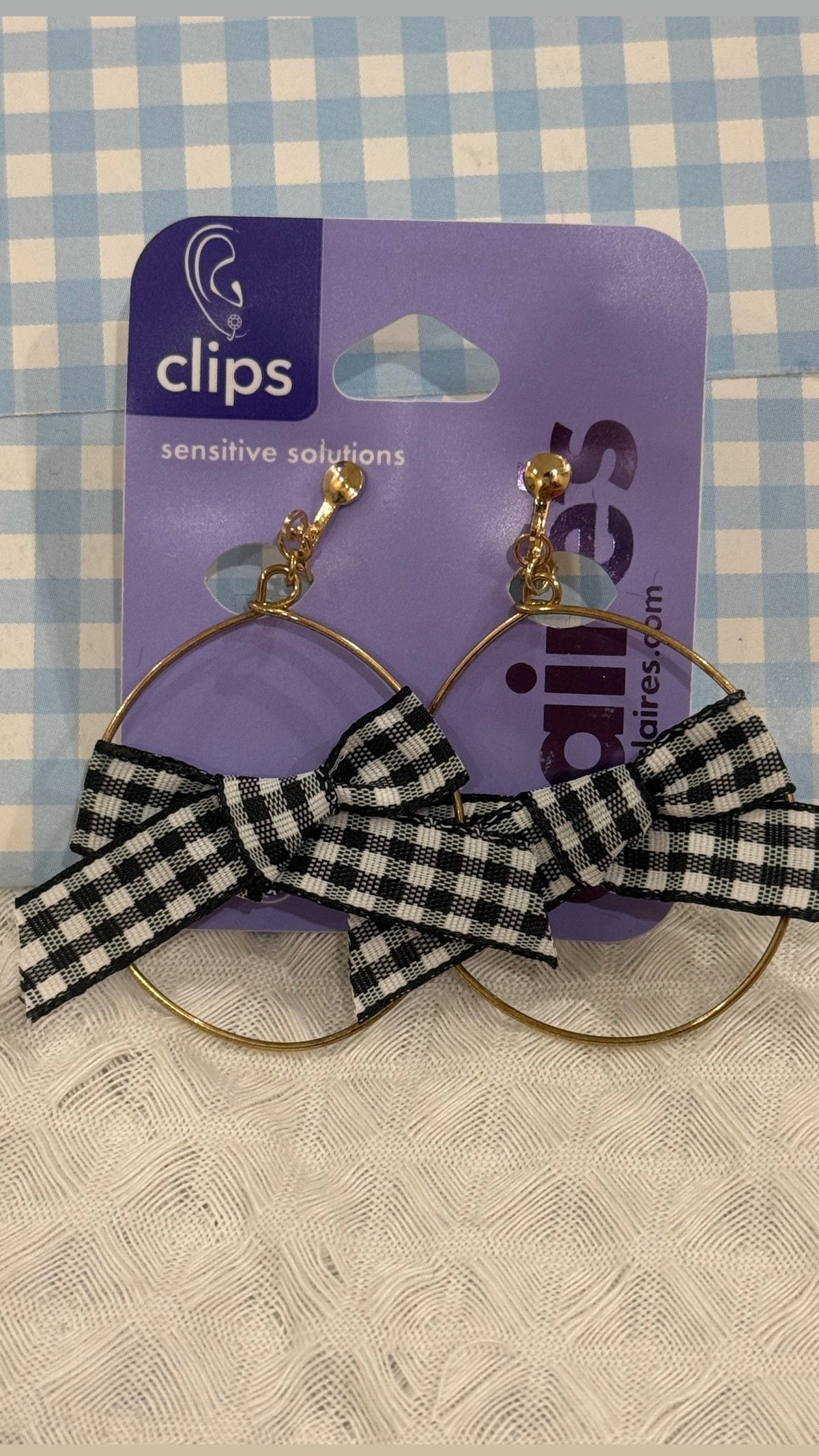 Claire’s Loop Danglers With Bow Details Clip On Earrings