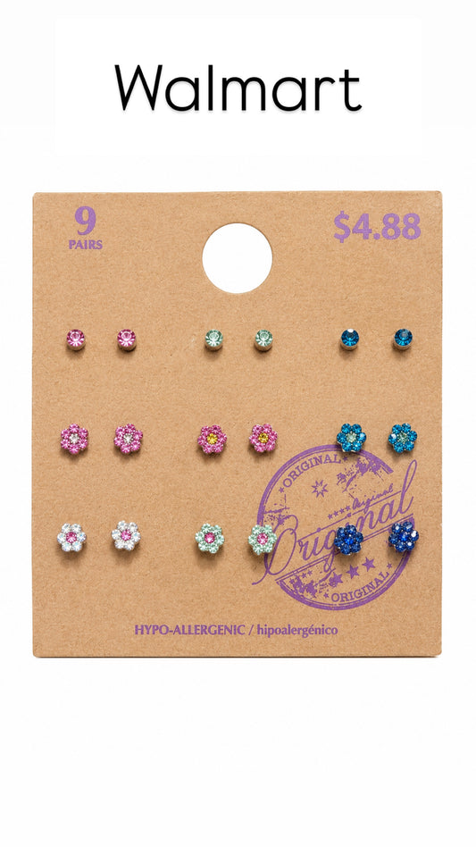 Walmart mini dainty studs in rainbow shades