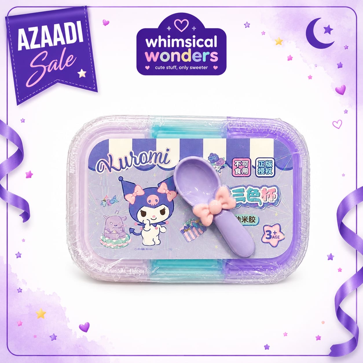 Kuromi Sanrio licensed slime scoopable 3 in 1 with kawaii spoon