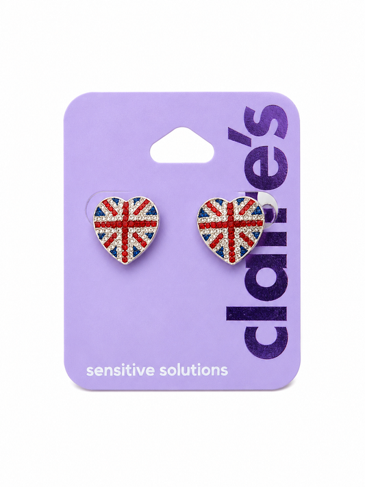 Claire’s stone encrusted heart studs (medium size )