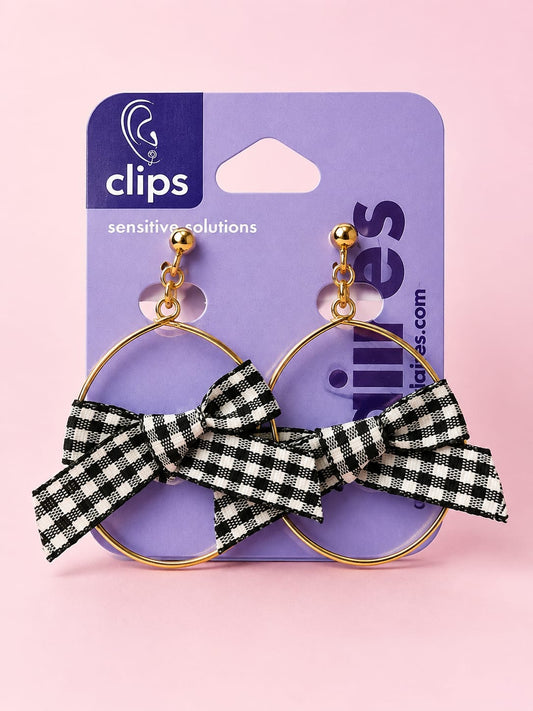 Claire’s Loop Danglers With Bow Details Clip On Earrings