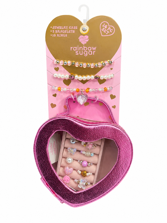 Rainbow sugar 14 pc jewellery box and jewellery gift set