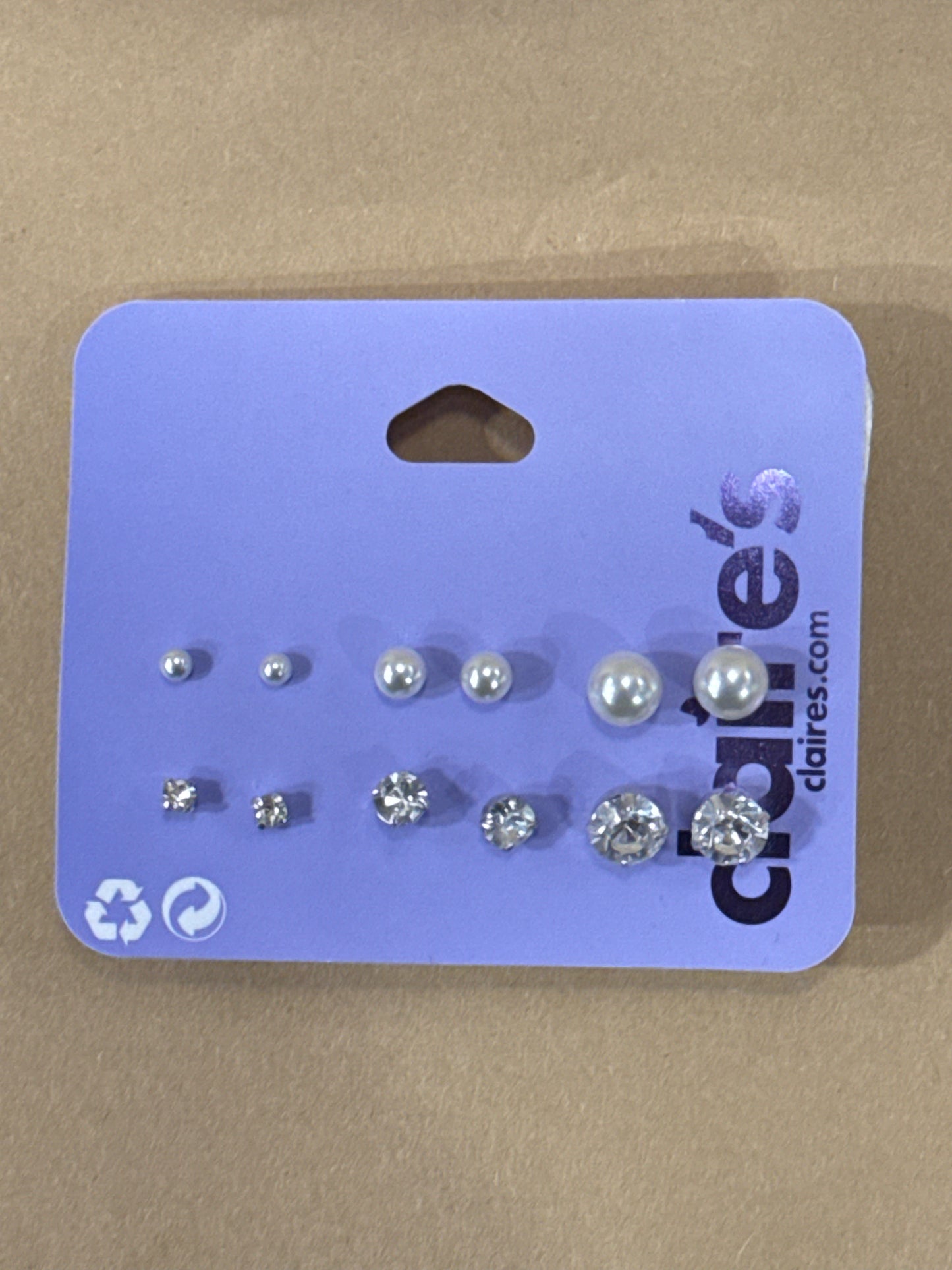 Claire’s multi size pearl and zircon studs