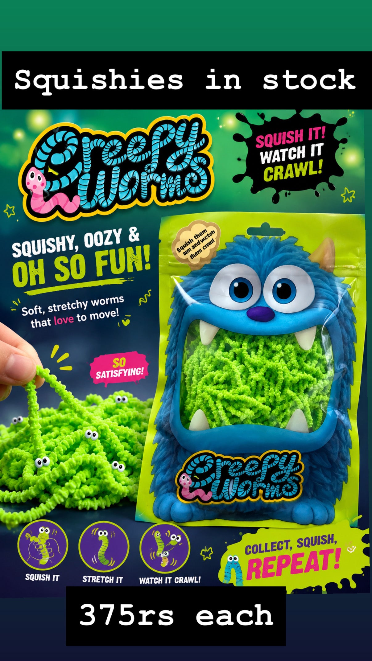 Creepy Monster Worms Squishies