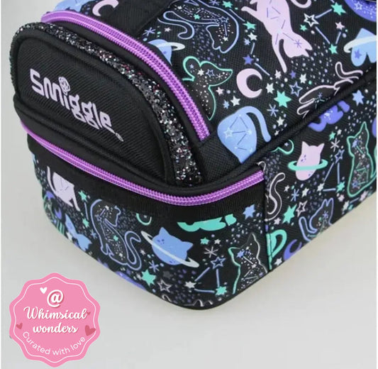 Smiggles Celestial Cat And Glitter Dual Compartment Insulated Lunchbag With Long Handle