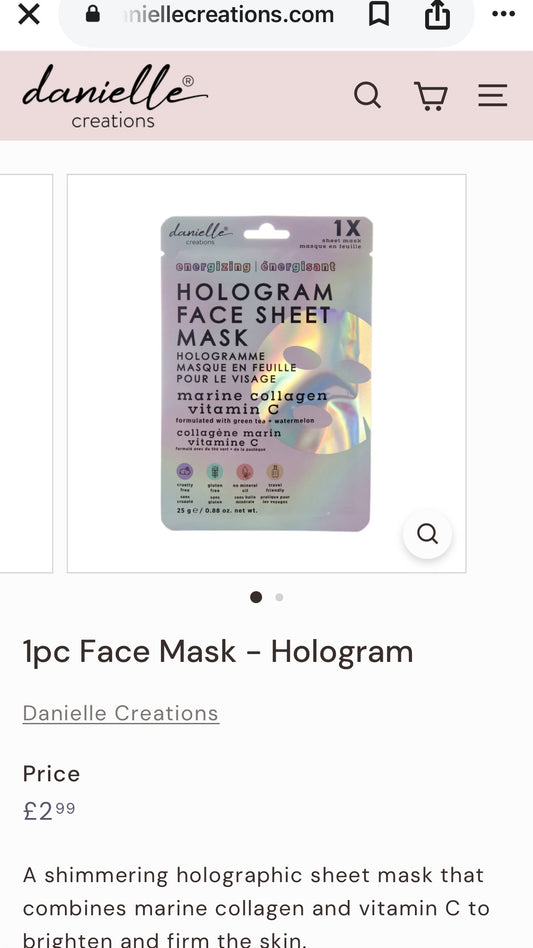 Danielle Creations Hologram Face Sheet Mask